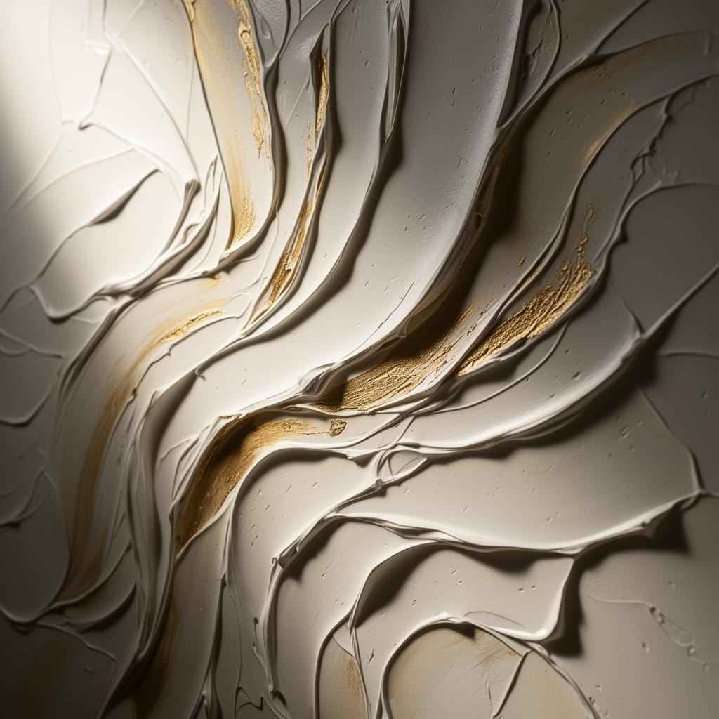 Ethereal Flow - Texture paste, gold leaf on canvas