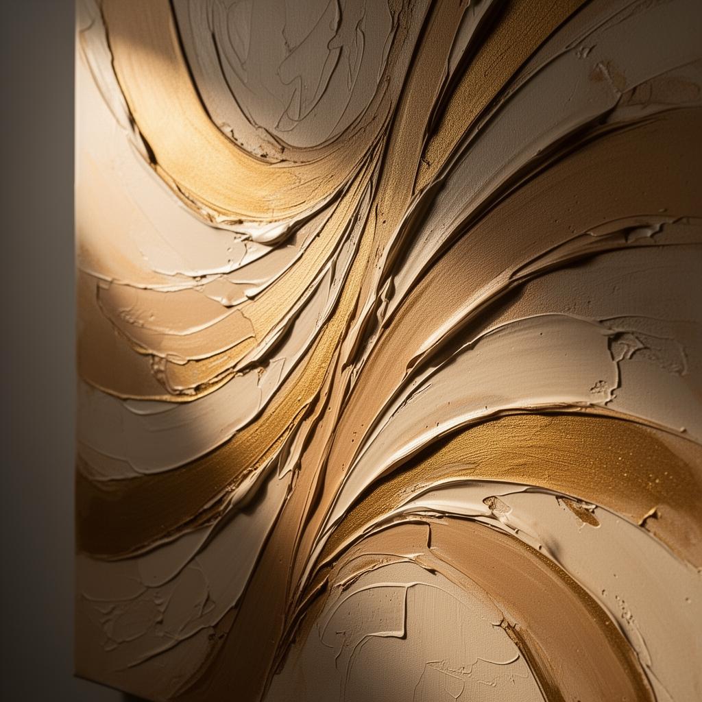 Golden Current - Gold leaf, impasto on canvas